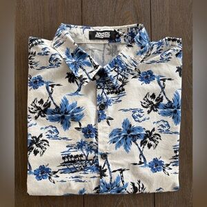 Jogal XL Men's Blue and Black Hawaiian Shirt
